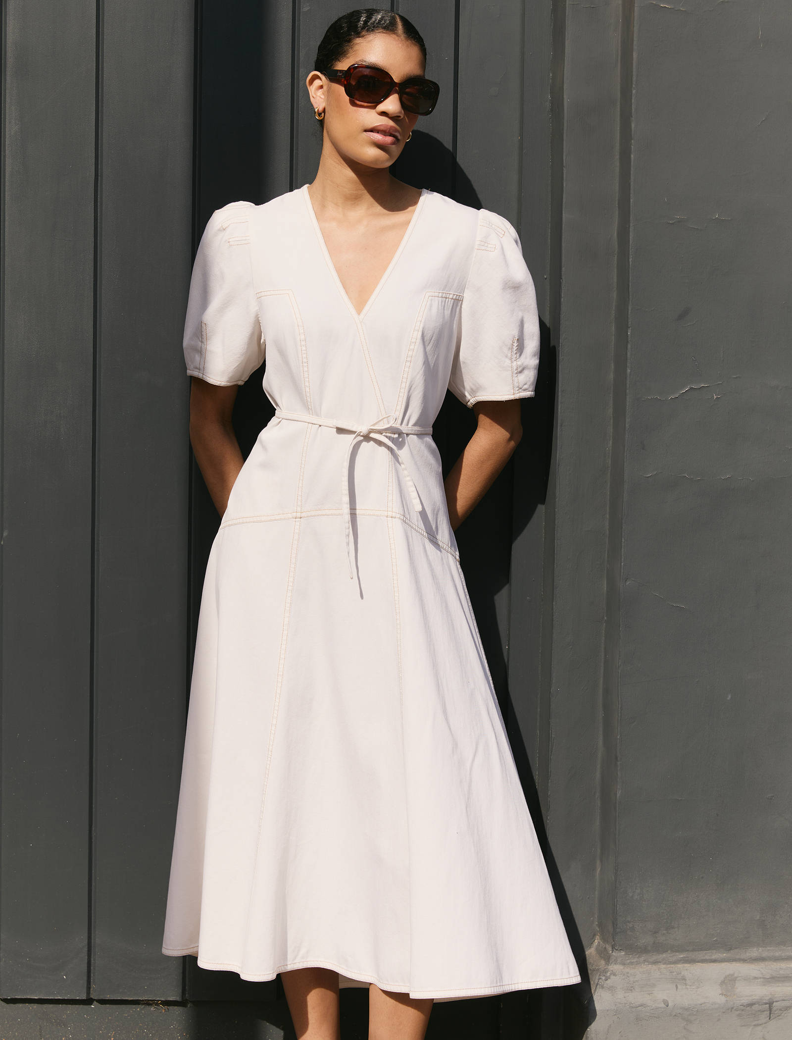 Robin Denim Maxi Dress - White - 图片 4