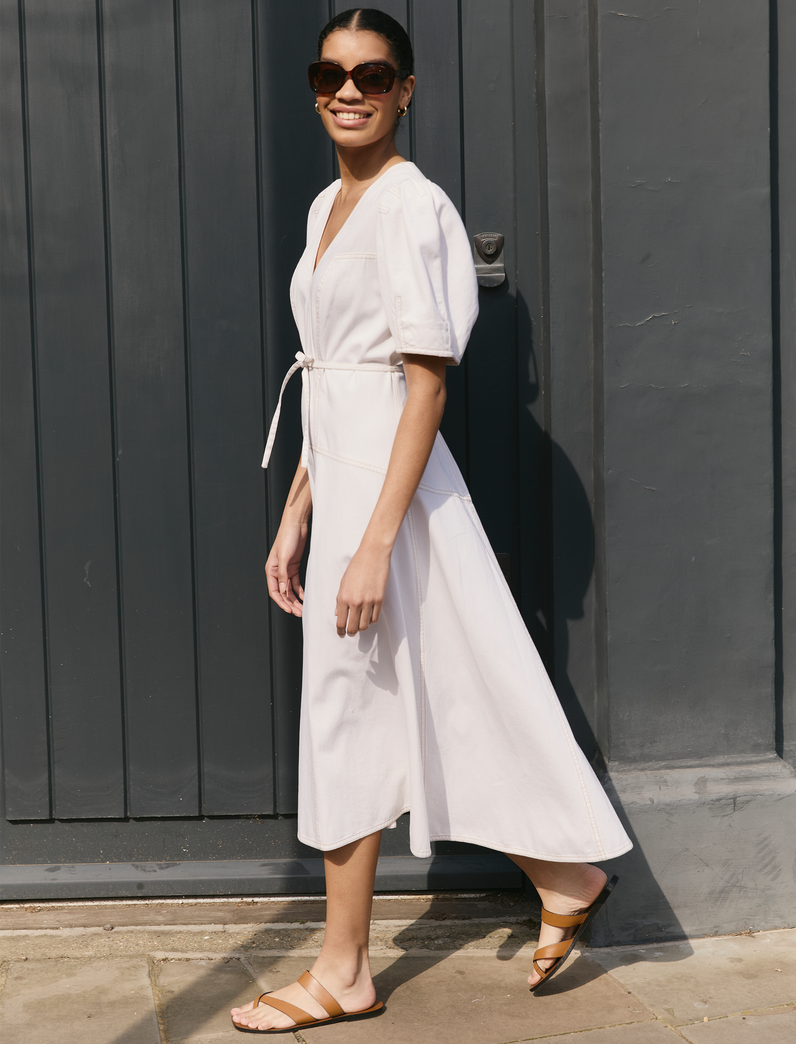 Robin Denim Maxi Dress - White - 图片 3