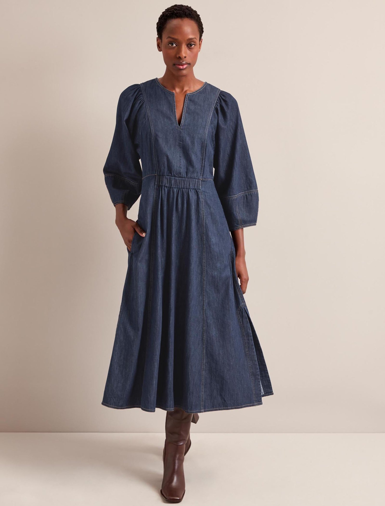 Jude Denim Maxi Dress - Dark Blue - 图片 5