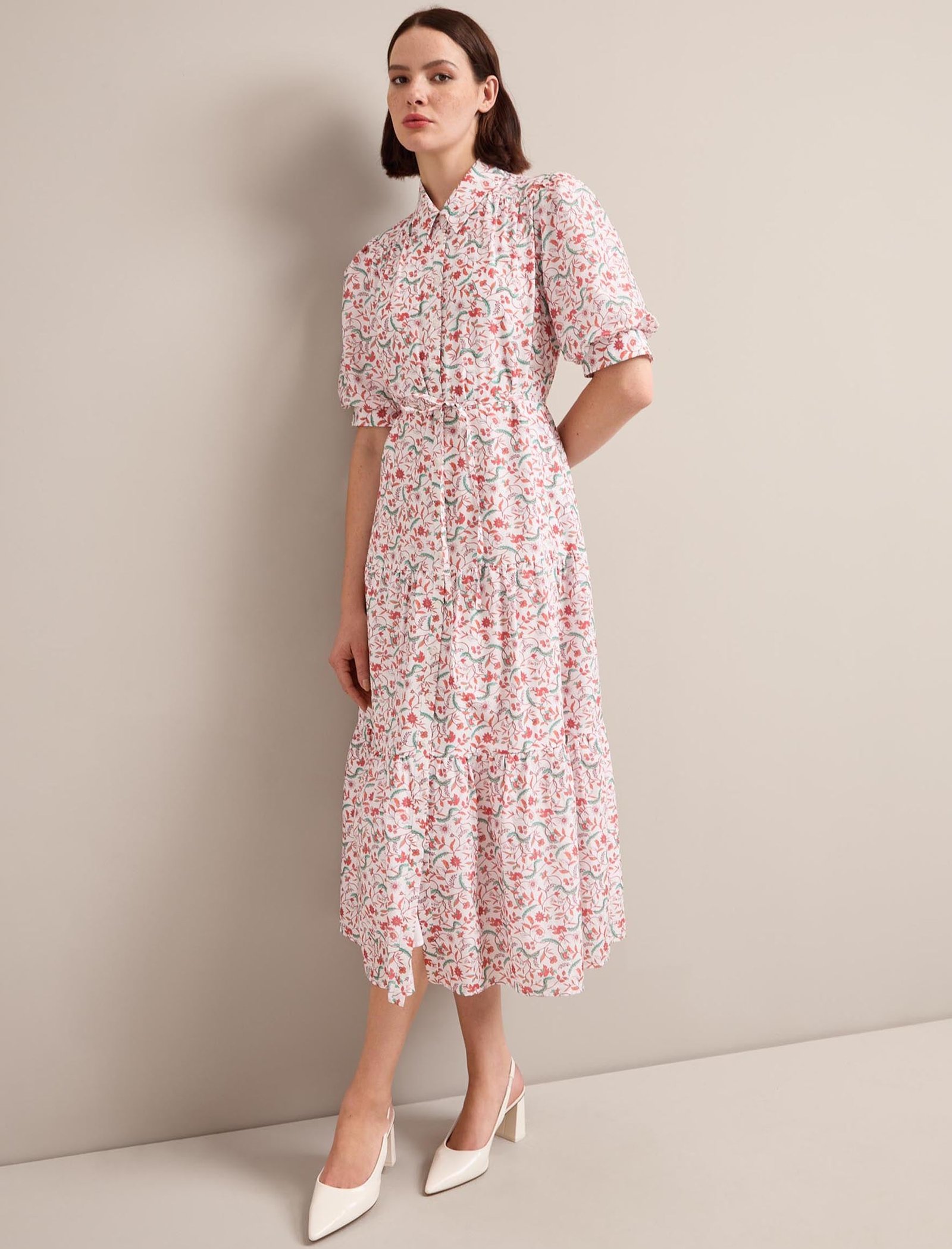 Poppy Silk Blend Maxi Dress - Red Trailing Feather Print - 图片 3