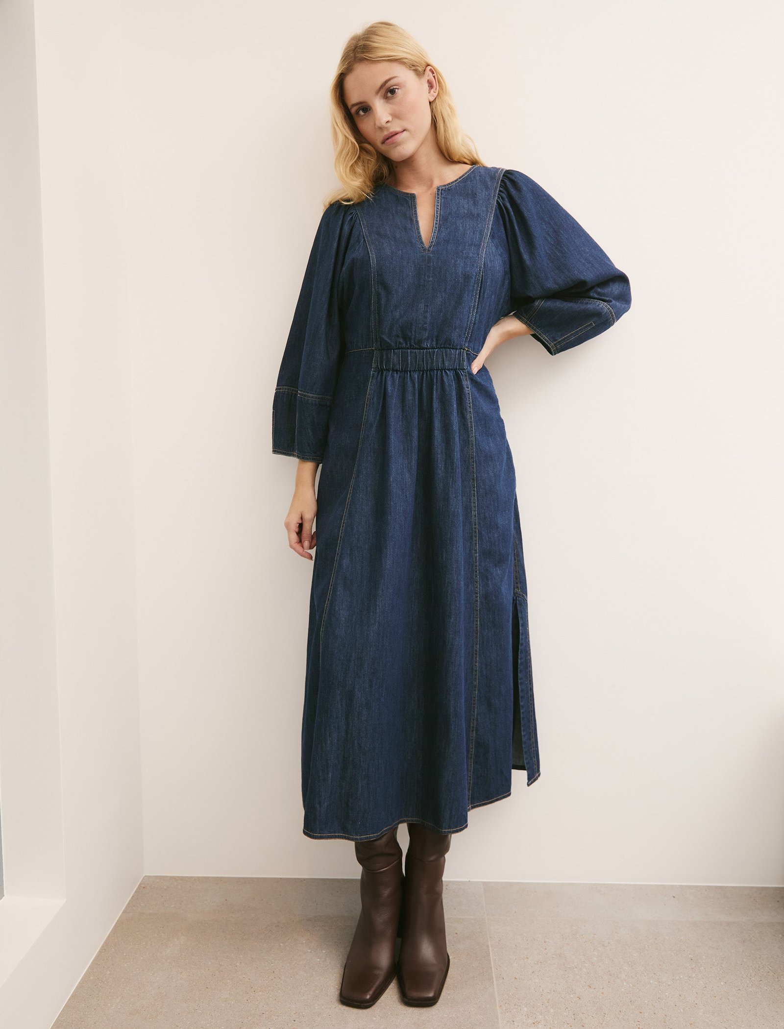 Jude Denim Maxi Dress - Dark Blue - 图片 4
